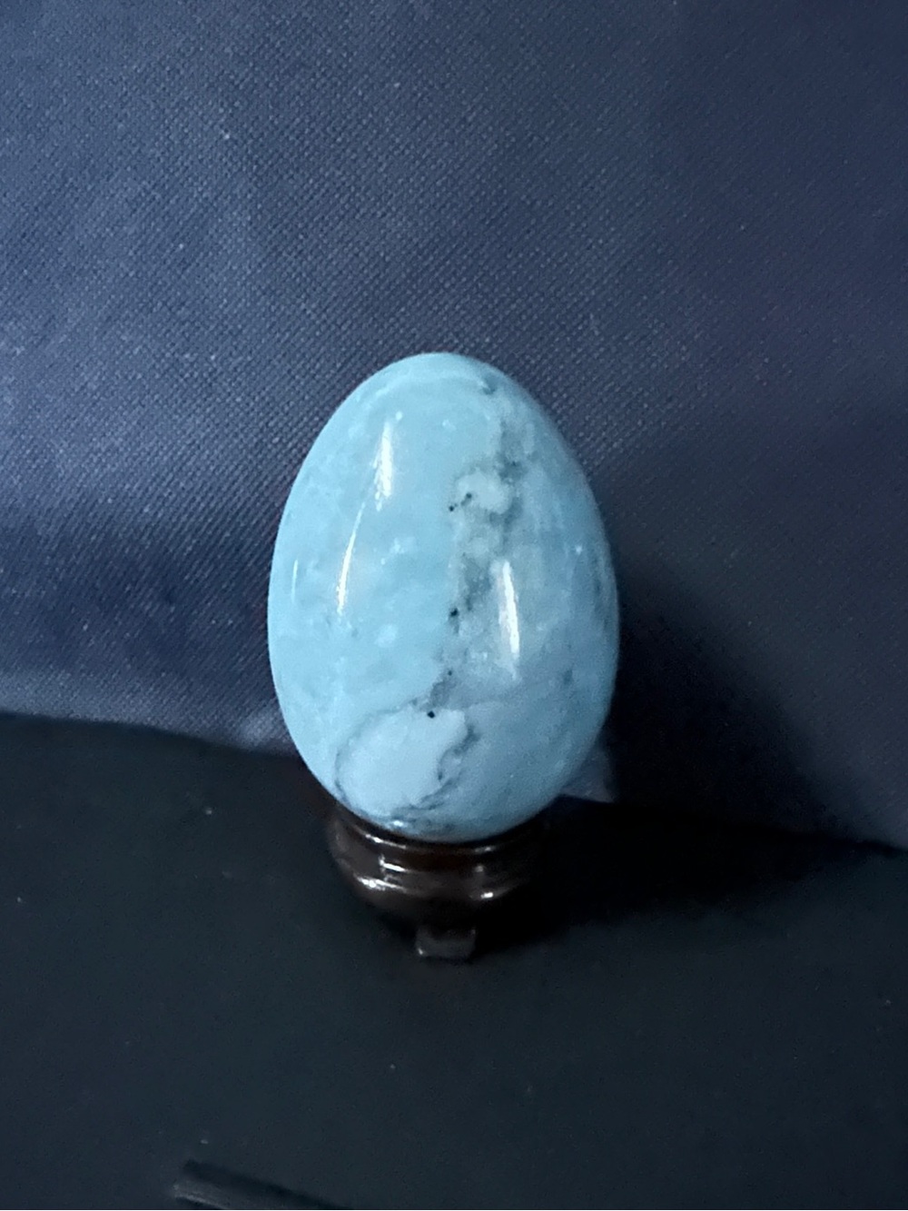 Natural Blue Stone Egg Sculpture - Blue Decorative Accent